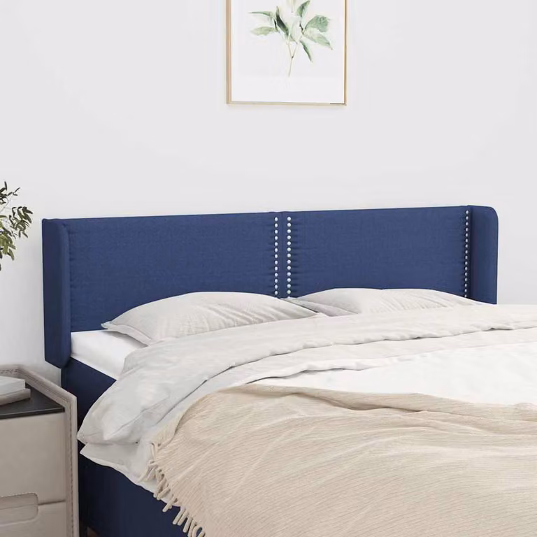 Testiera ad orecchio vidaXL in tessuto blu con struttura in legno L: 147 cm, P: 16 cm, H: 78-88 cm