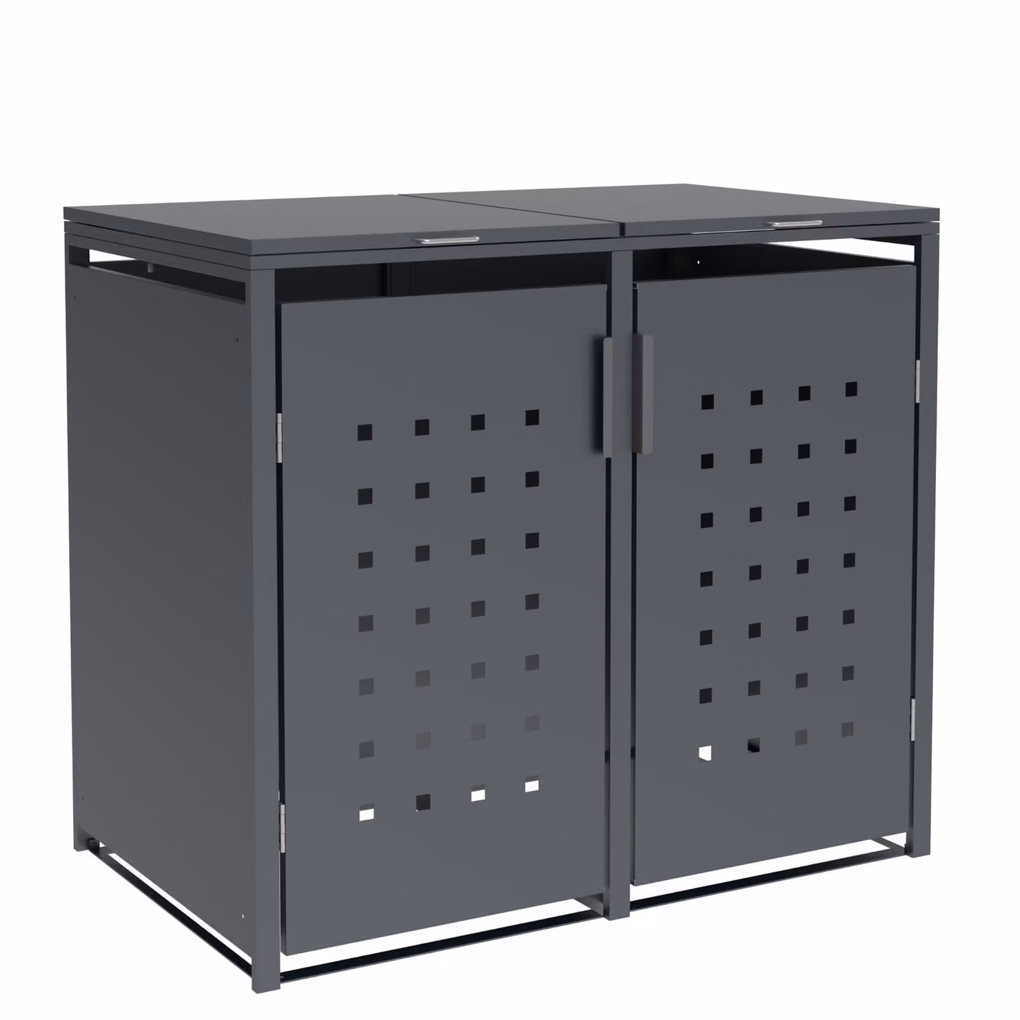 DEGAMO Box per bidoni della spazzatura TRIER 132x80x116 cm per 2 bidoni da 240 litri, acciaio antracite