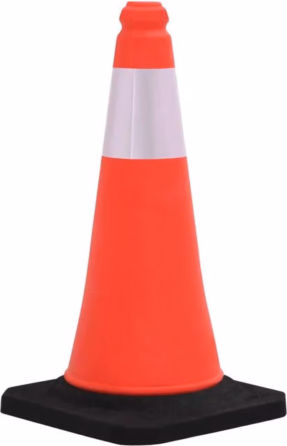 Set di 10 coni spartitraffico riflettenti DESIGN IN in plastica con basi pesanti, Altezza: 50 cm