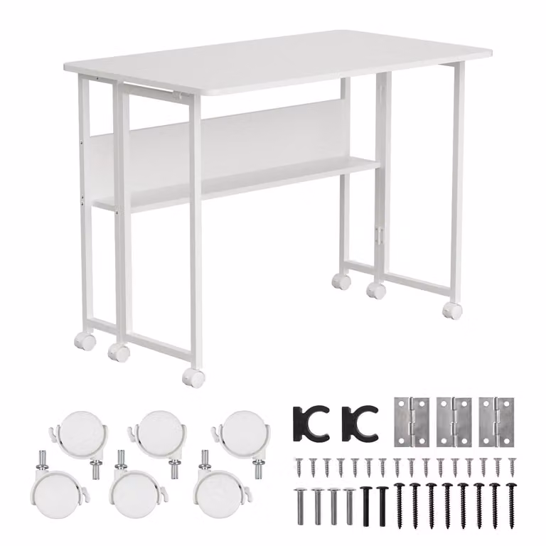 Tavolo pieghevole Maclean bianco piano mobile 100x58cm max. 50kg MC-126 W