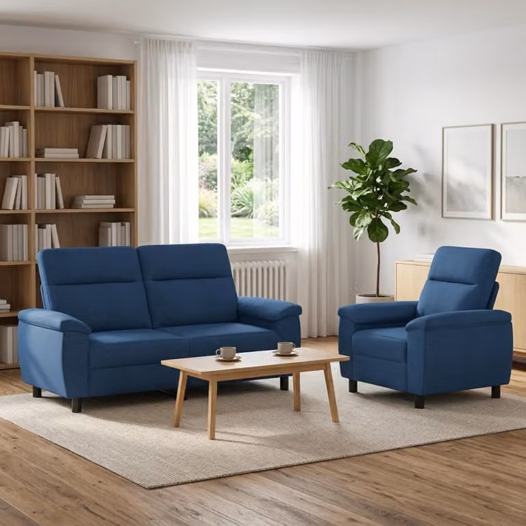 Set di 2 divani moderni vidaXL in tessuto blu con struttura in metallo per il tuo soggiorno