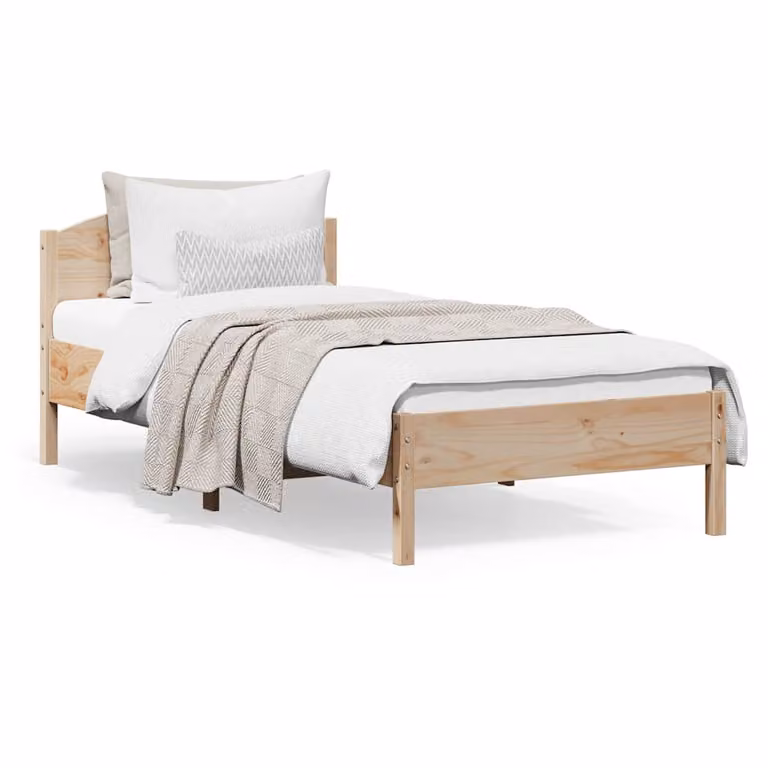 vidaXL Giroletto in legno massello di pino marrone con doghe piatte e senza materasso L/P: 200 x 100 cm
