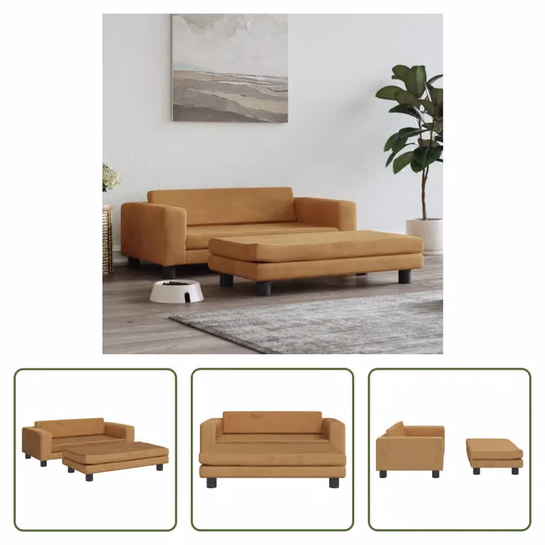 The Living Store Letto per cani con estensione marrone 100x50x30 cm in velluto