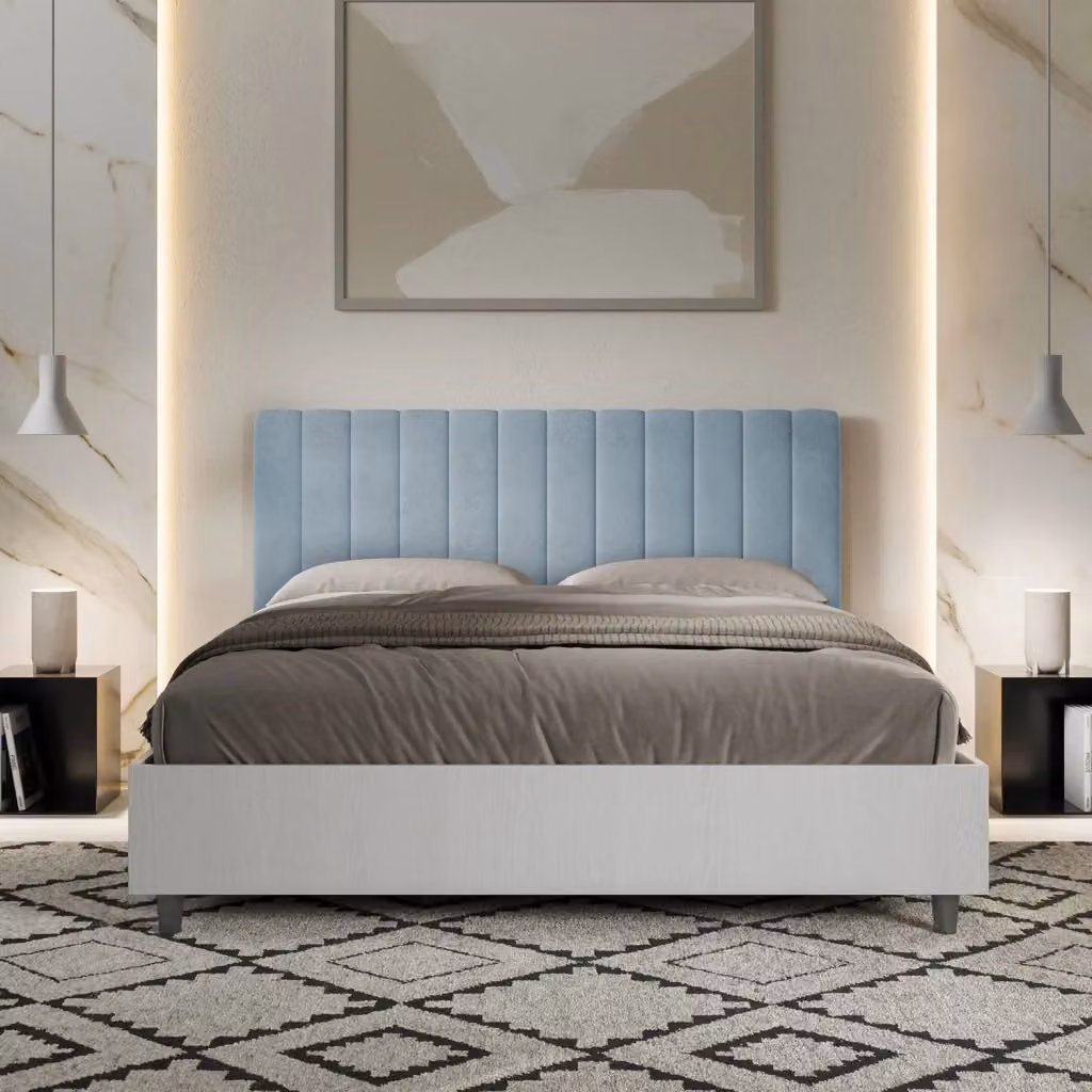 Letto Matrimoniale con Contenitore Lift Up GIORDANOSHOP Blu L: 167 cm, P: 113 cm, H: 198 cm – 2