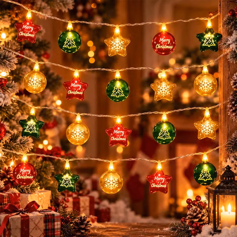 Catena luminosa a LED, 20 luci bianche calde, lunghezza 3 metri, alimentazione a batteria, con timer