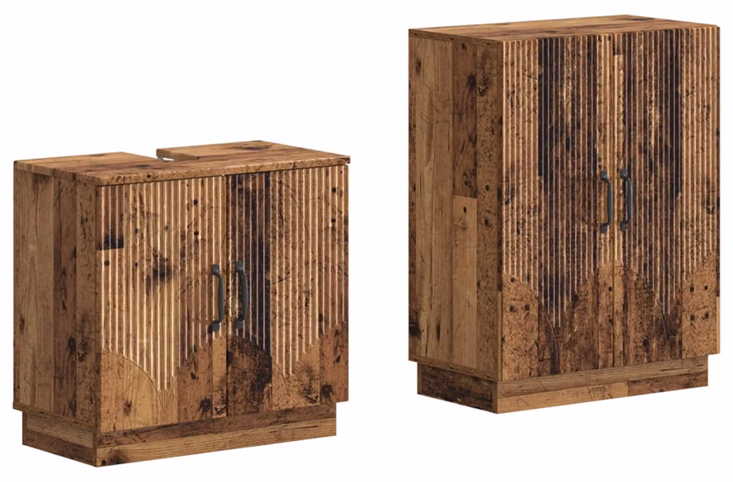 Set di due mobili da bagno in legno riciclato, modello HOORN