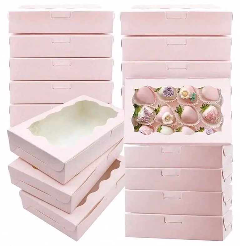 Scatole per dolciumi, personalizzabili, materiale ecologico, rosa, 18x11x4 cm, 20 pezzi