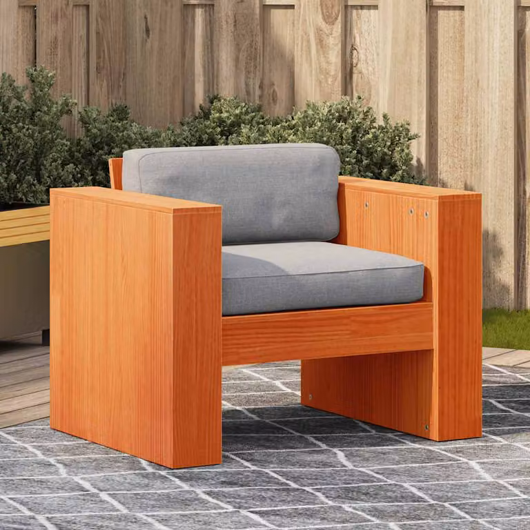vidaXL Divano da Giardino in Legno di Pino Massello Marrone Cera L: 79 cm, P: 60 cm, H: 62 cm