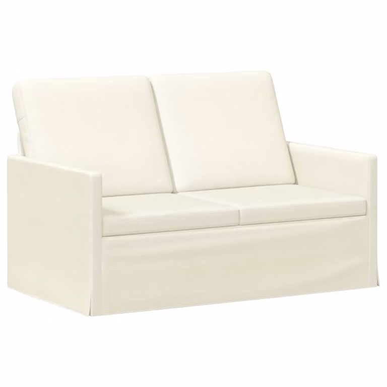 Divano a 2 posti vidaXL in tessuto cord beige con struttura in metallo L/P/H: 130 x 81 x 82 cm