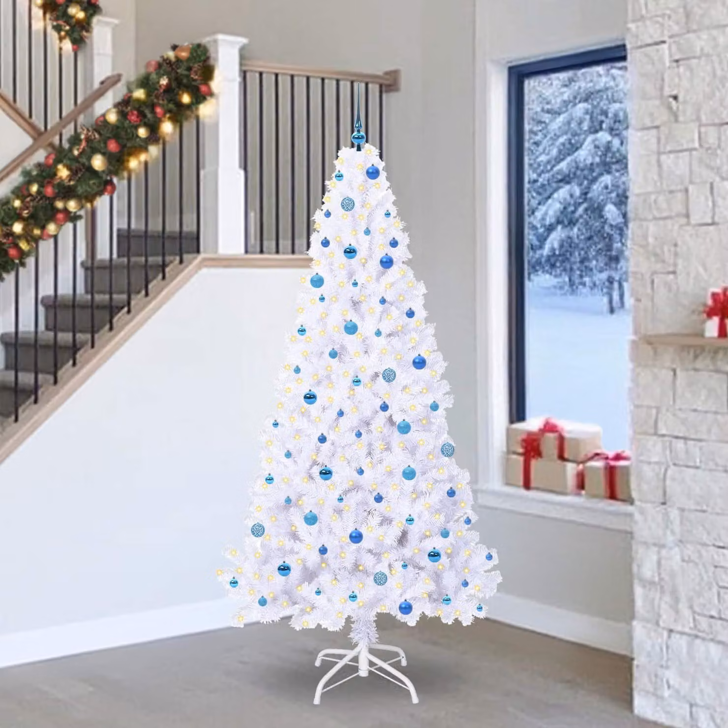 Maison Exclusive - Albero di Natale artificiale bianco, 240 cm, in PVC e acciaio