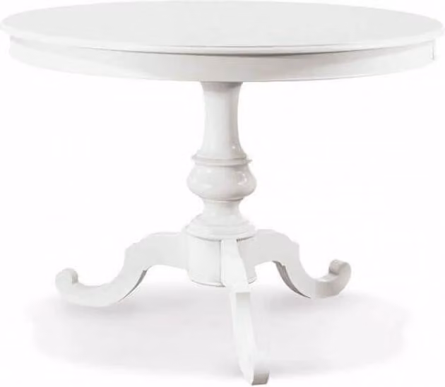 Milani Home - tavolo da pranzo allungabile rotondo 120+40 cm, bianco, legno, diametro 120 cm
