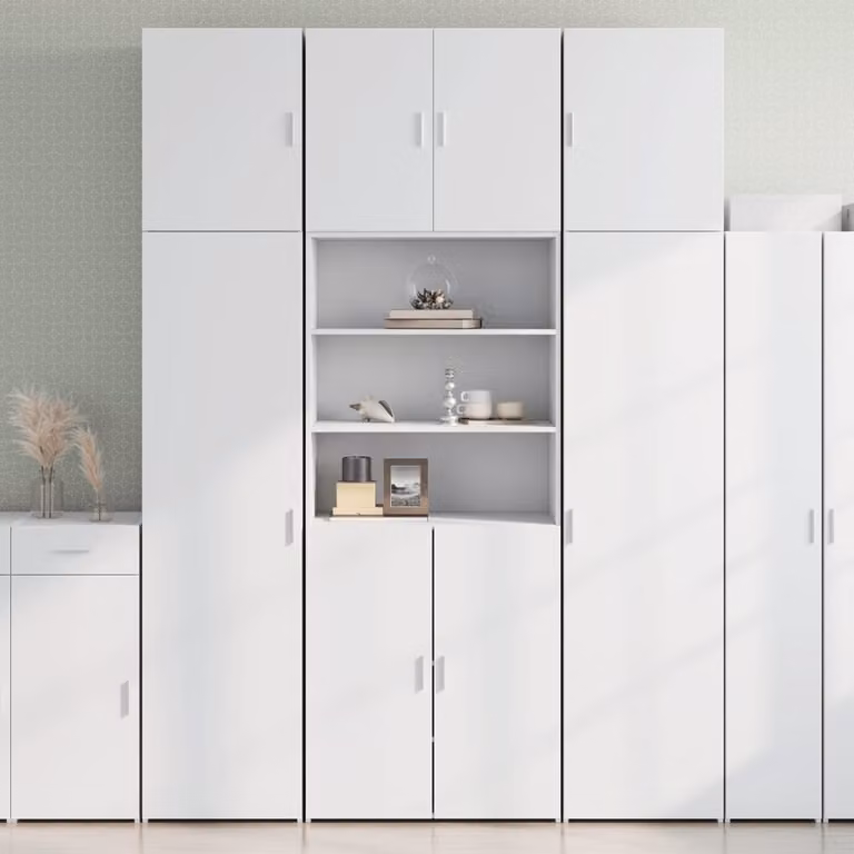 vidaXL Credenza Moderna Bianca con Ante a Battente e Ripiani Interni, L/P/H: 80 x 42,5 x 249 cm