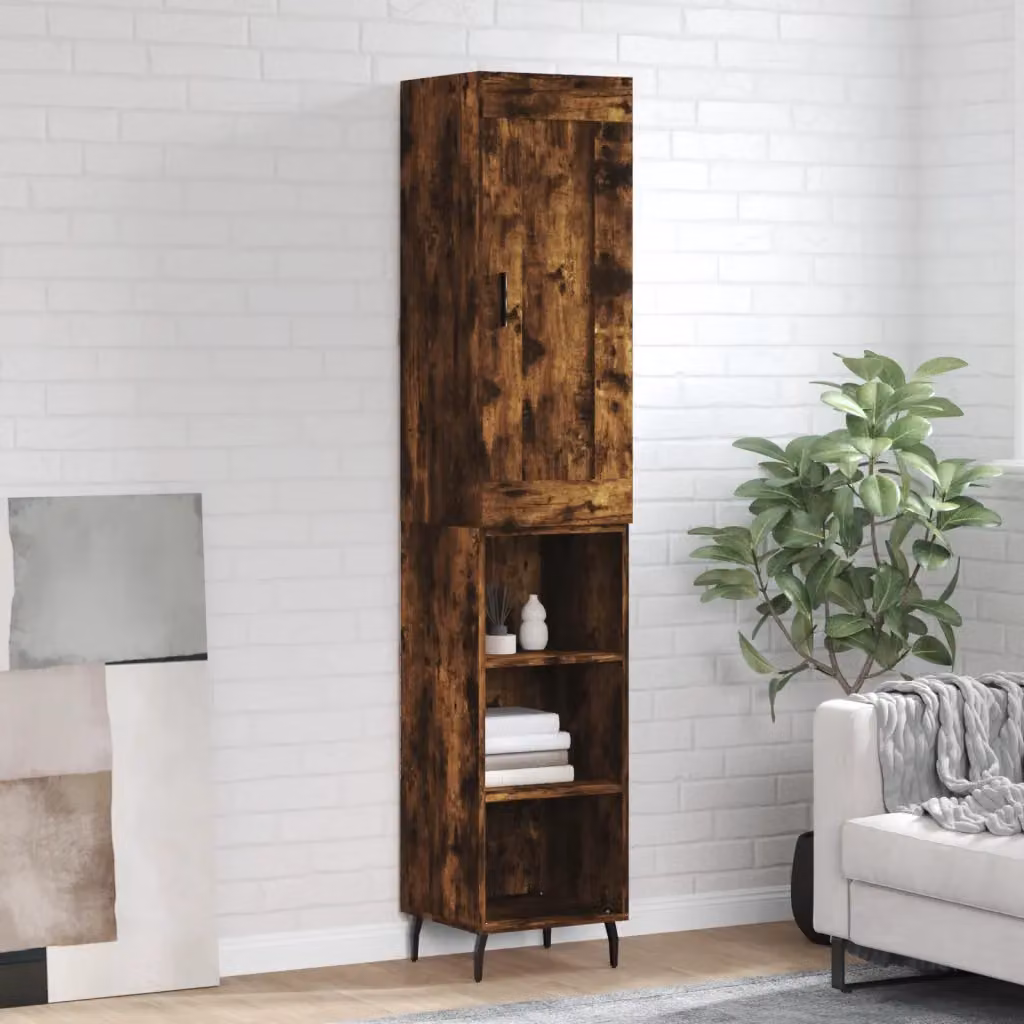 Credenza moderna vidaXL in legno rovere fumo con ante a battente per cucina e sala da pranzo L/P/H: 180 x 34,5 x 34 cm