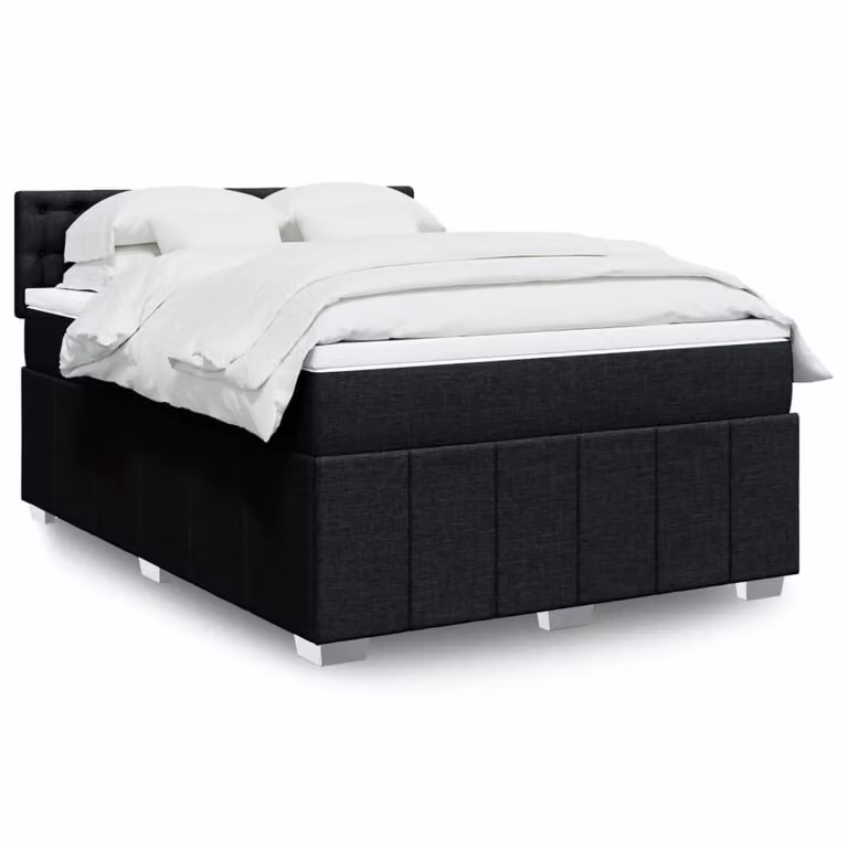 vidaXL Giroletto a Molle con Materasso Ibrido in Tessuto Nero L/P/H: 160 x 200 cm