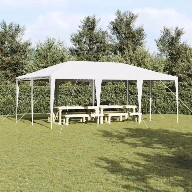 Tenda Party vidaXL Bianca in Polietilene e Acciaio L: 600 cm, P: 400 cm, H: 266 cm
