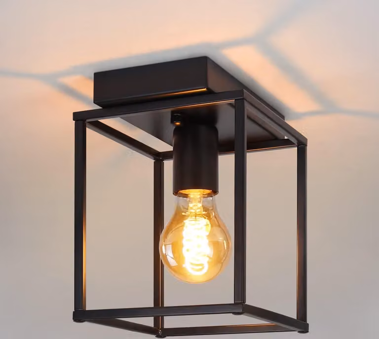 ZMH plafoniera nera lampada da soffitto vintage E27 lampada industriale retrò in metallo con 1 fiamma illuminazione da soffitto per camera da letto corridoio cucina sala da pranzo
