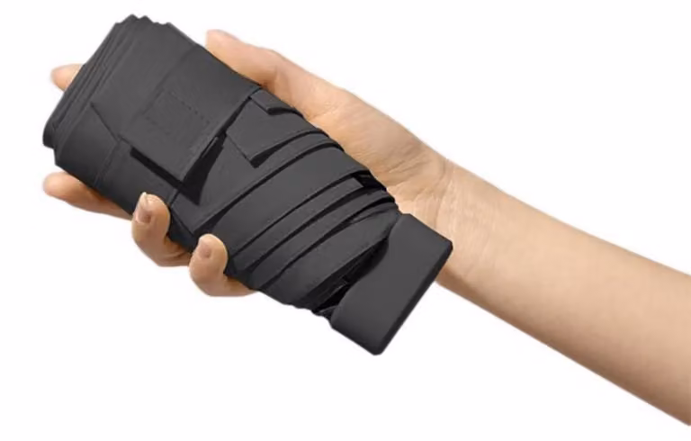 Ombrello pieghevole da donna, protezione UV, impermeabile, compatto, nero