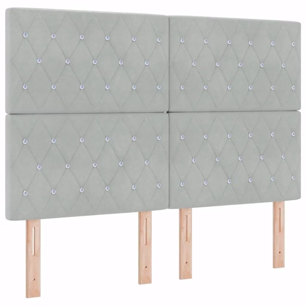 Testiera decorativa moderna vidaXL con illuminazione LED integrata e luci da lettura, rivestimento in tessuto grigio, Larghezza: 160 cm