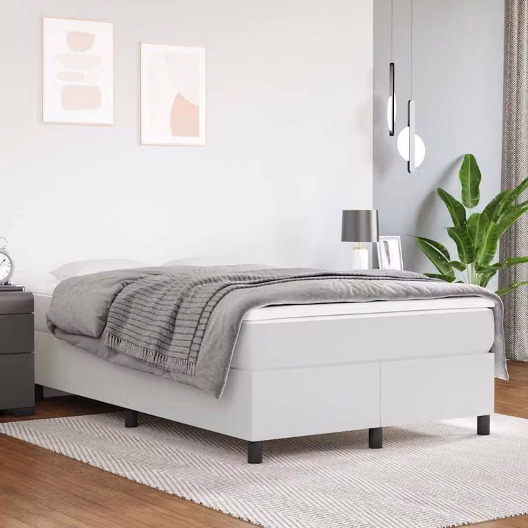 Struttura Letto con Rete a Doghe Curve vidaXL in Similpelle Bianco L 120 x P 200 cm