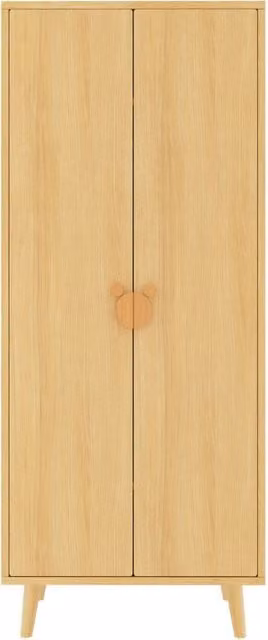 Armadio a 2 ante per camera da letto con vano contenitore e appendiabiti, effetto legno marrone e beige, L: 70 cm, P: 55 cm, H: 170 cm