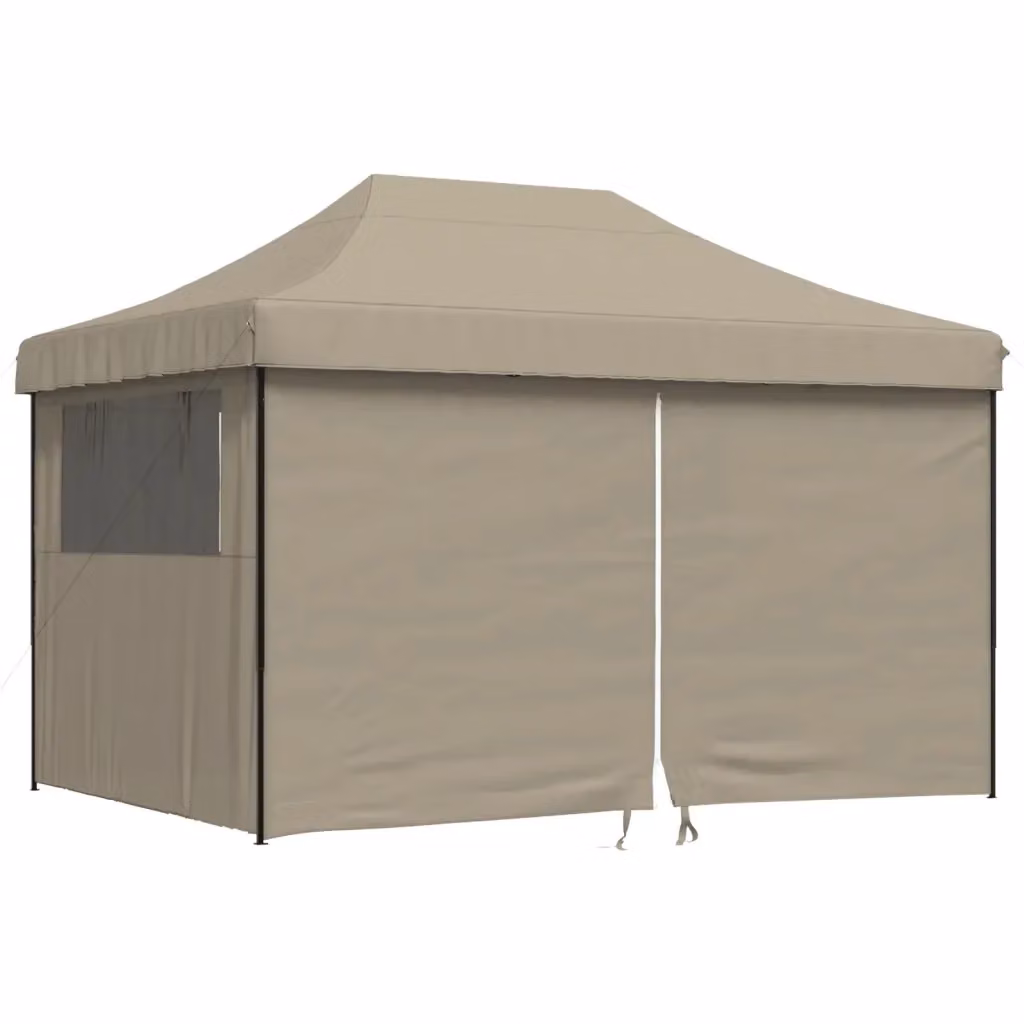 Tendone per feste pieghevole pop-up vidaXL con 4 pareti beige, nero e trasparente L/P/H: 410 x 315 x 279 cm – 2