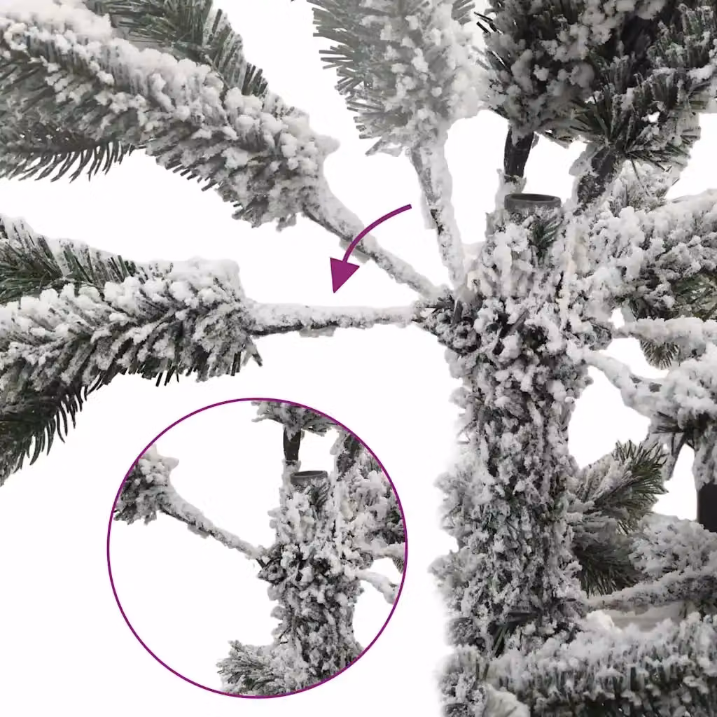 Albero di Natale artificiale incernierato con neve fioccata vidaXL, colore verde e bianco, Altezza: 180 cm, Larghezza: 120 cm – 2