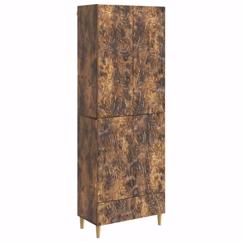 Set di 2 armadi moderni vidaXL in legno e MDF color rovere fumo con illuminazione integrata e ripiani interni – 2