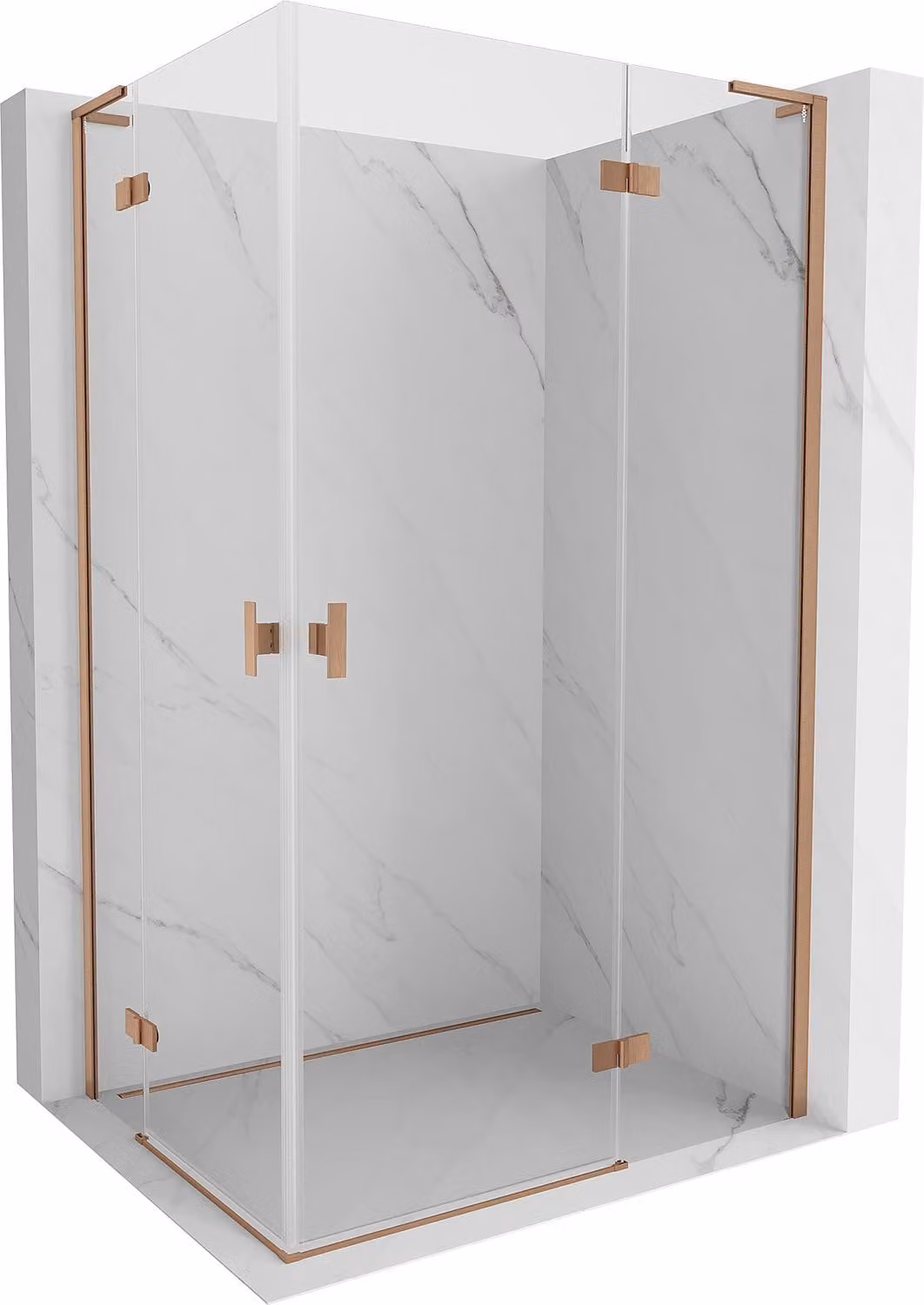 Mexen Mist-H L Duo cabina doccia battente destra 80 x 90 cm, trasparente, rame spazzolato - 8A5L-080L-090P-65-00