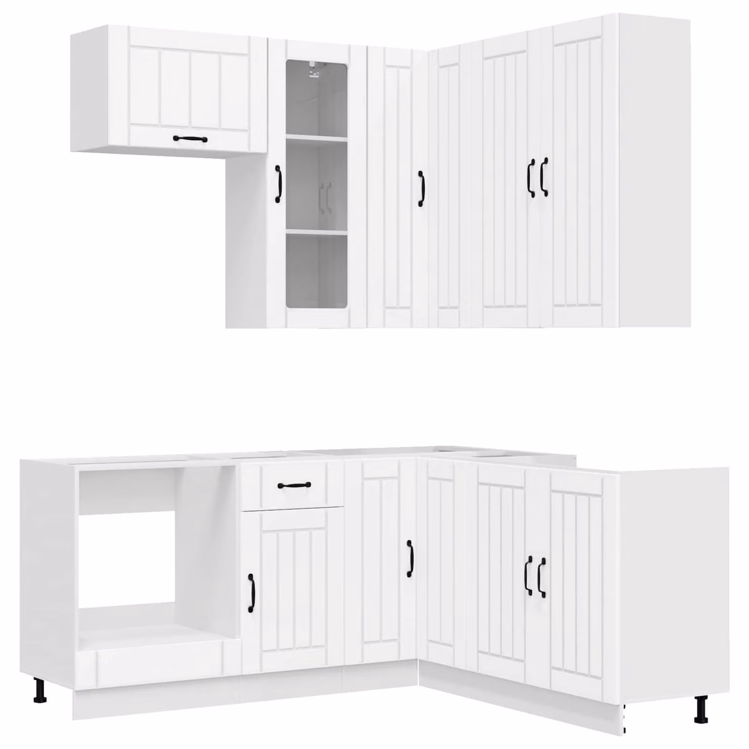 Set di cucina LUCCA, 8 pezzi, bianco, legno ingegnerizzato