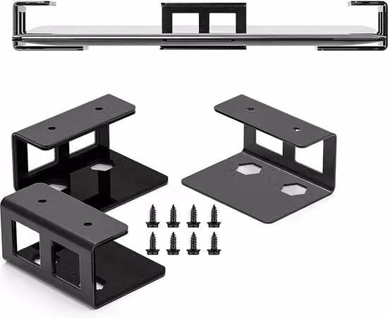 Supporto per laptop da fissare sotto il tavolo in metallo nero, compatibile con dispositivi fino a 35 mm