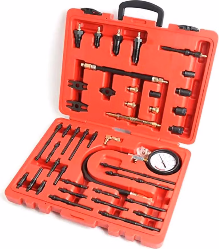 Tester di compressione per motori a benzina e diesel - Set - 40 Bar / 600 PSI - Per uso commerciale - Rosso