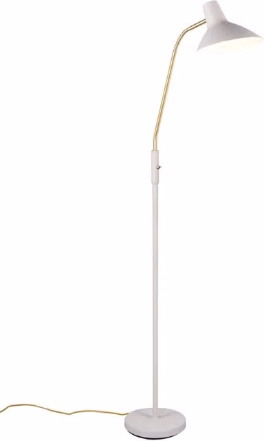 Lampada da terra Trio Leuchten regolabile e dimmerabile in metallo grigio e oro/ottone per lettura