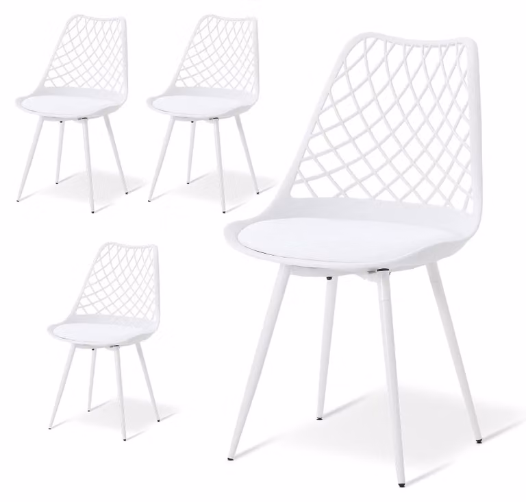 Sedie da pranzo modello Tulip, set di 4 pezzi, colore bianco, dimensioni 48,5 x 44 x 81,5 cm