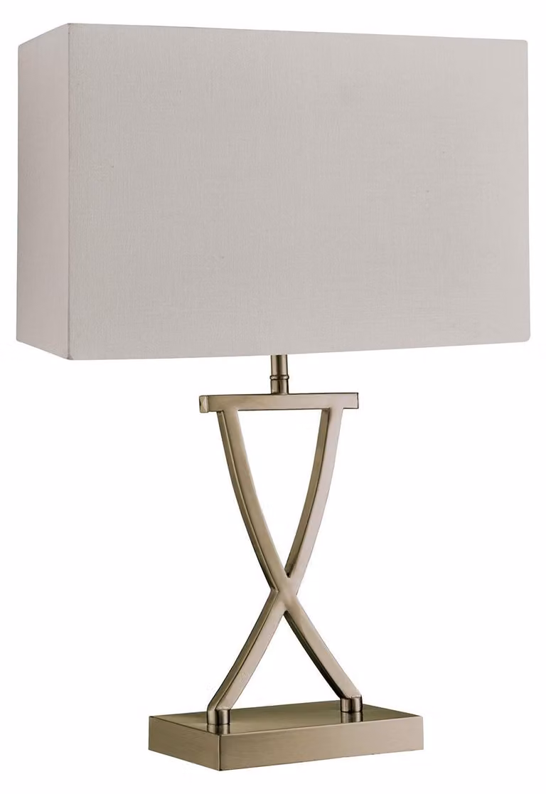 Lampada Da Scrivania Contemporanea Club Acciaio Ottone Tessuto Bianco 1 Luce E14