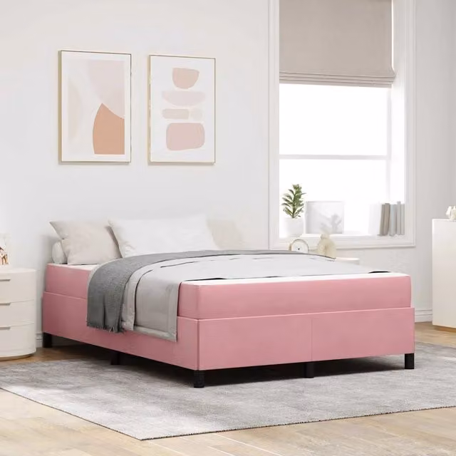 Struttura del letto Rosa 140 x 190 cm Tessuto 3399065