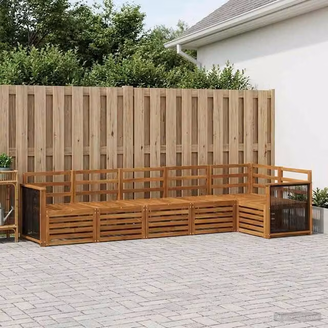 Set di divani da esterno 5 pz Naturale Legno di Acacia Massello 3384410