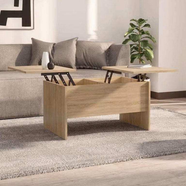 vidaXL Tavolino da salotto moderno in legno color rovere, L: 80 cm, P: 50 cm, H: 42,5 cm