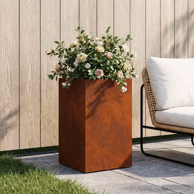 Vaso da giardino vidaXL in acciaio Corten colore marrone L/P/H: 30 x 30 x 40 cm