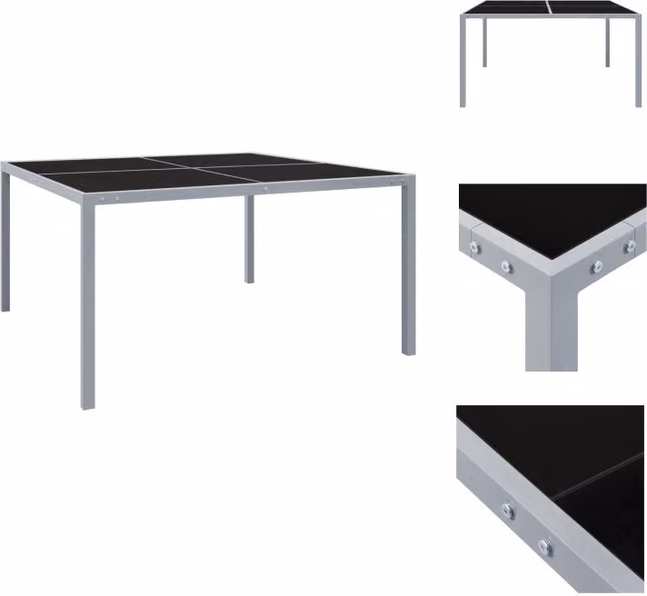 vidaXL Tavolo da giardino 130x130x72 cm grigio acciaio e vetro - Tavoli da giardino
