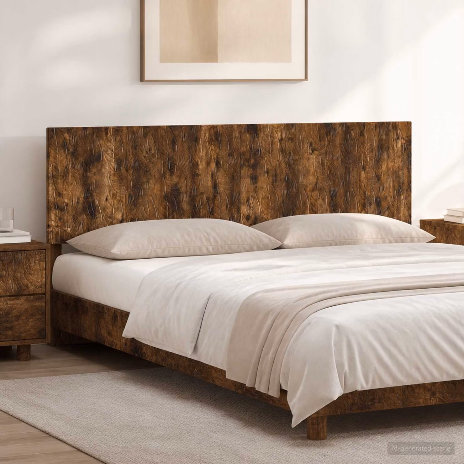Testiera da muro vidaXL DELFT in legno ingegnerizzato Rovere Fumo con ripiano integrato, marrone