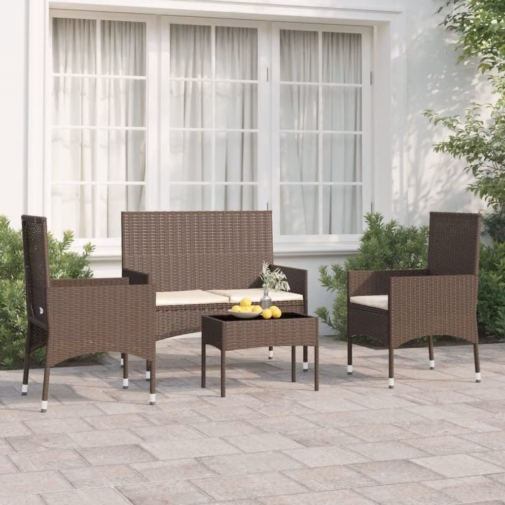 Maison Exclusive - Set Mobili da Giardino 4 pz con Cuscini in Polyrattan Marrone
