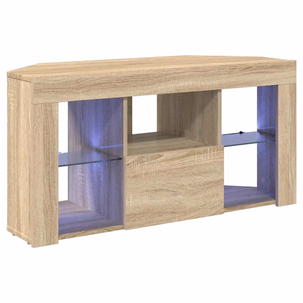Mobile TV angolare moderno vidaXL con illuminazione LED integrata, colore marrone, L 100 cm x P 40 cm x H 50 cm – 2