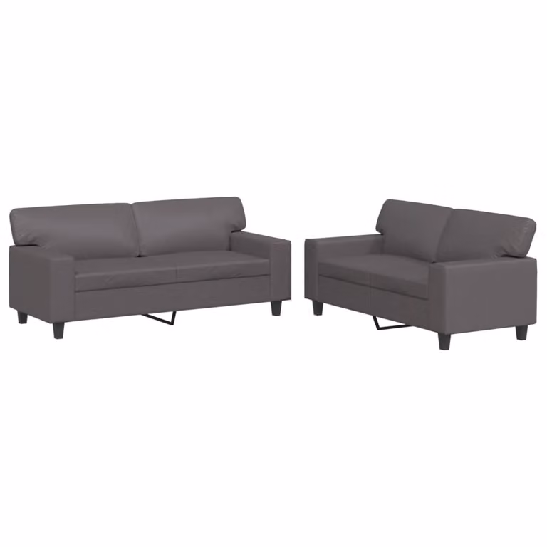 Set di Divani 2 pz Grigio in Pelle finta