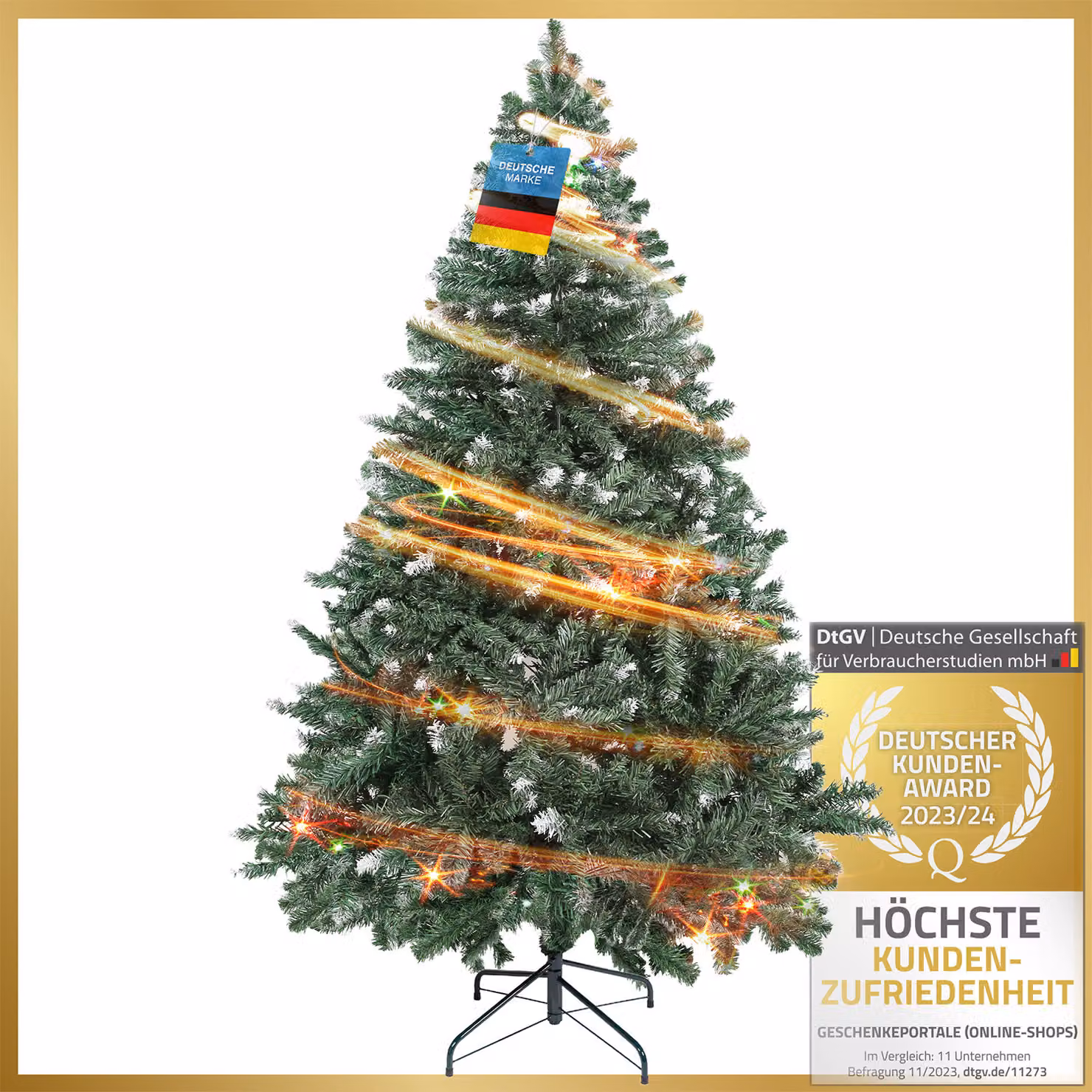 Albero di Natale artificiale Dimono con neve, 120 cm - Abete realistico con effetto neve, supporto incluso - Albero di Natale artificiale di alta qualità