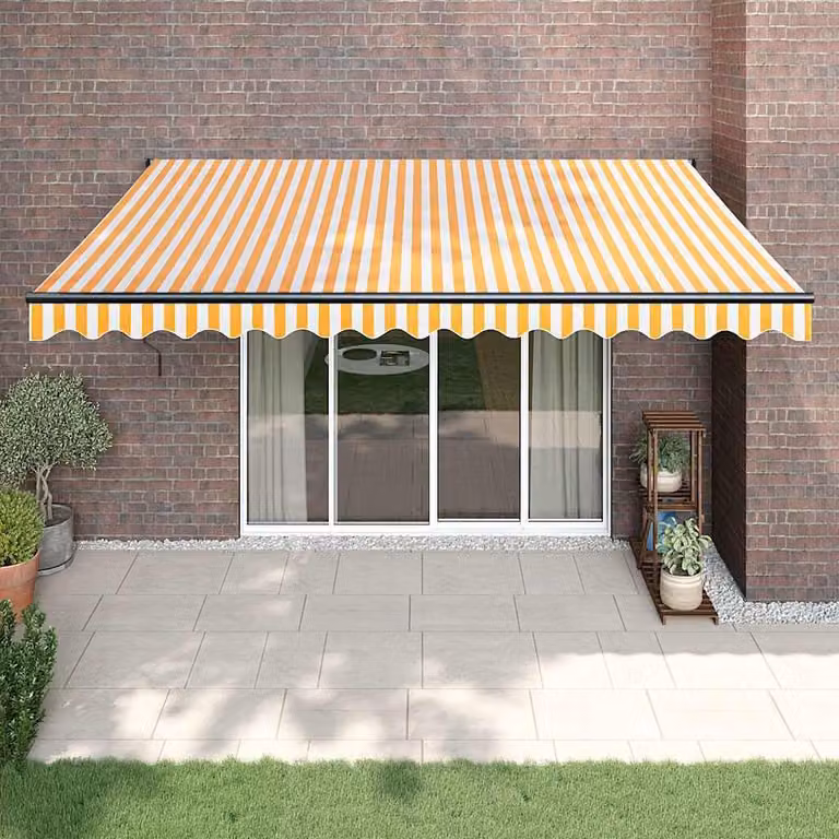 vidaXL Tenda Sole Retrattile Gialla e Bianca 4x3 m Tessuto e Alluminio