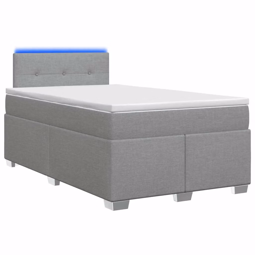 Letto Box Spring vidaXL con Materasso Ibrido, Illuminazione LED e Porte USB, Grigio e Bianco – 2