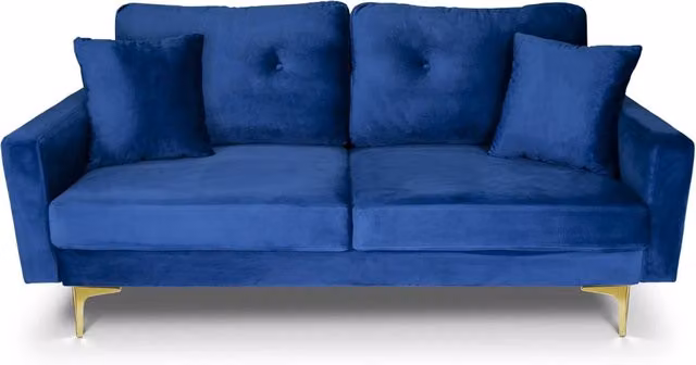 Divano 2 posti in velluto blu piedi in metallo dorato - Chloe - DI-CH07VLT-PD