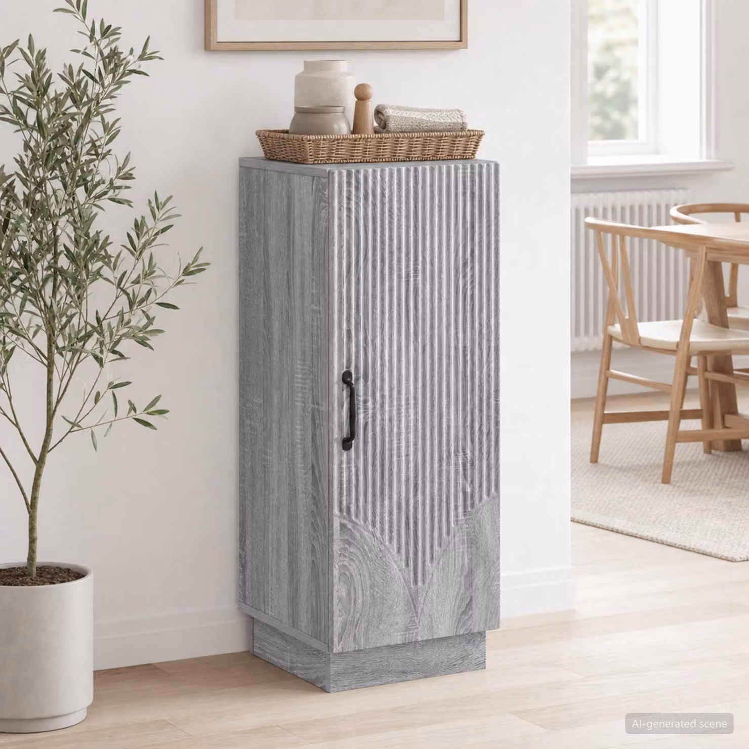 Credenza moderna vidaXL in legno ingegnerizzato grigio Sonoma, L: 33 cm, P: 34,5 cm, H: 87 cm