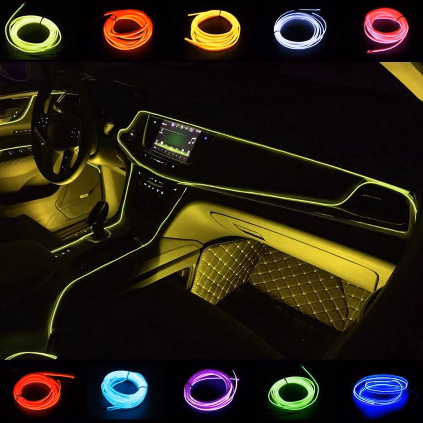 Kit di luci al neon "EL Draht" da 2 metri, colore verde brillante, ideale per decorazioni interne e progetti fai-da-te