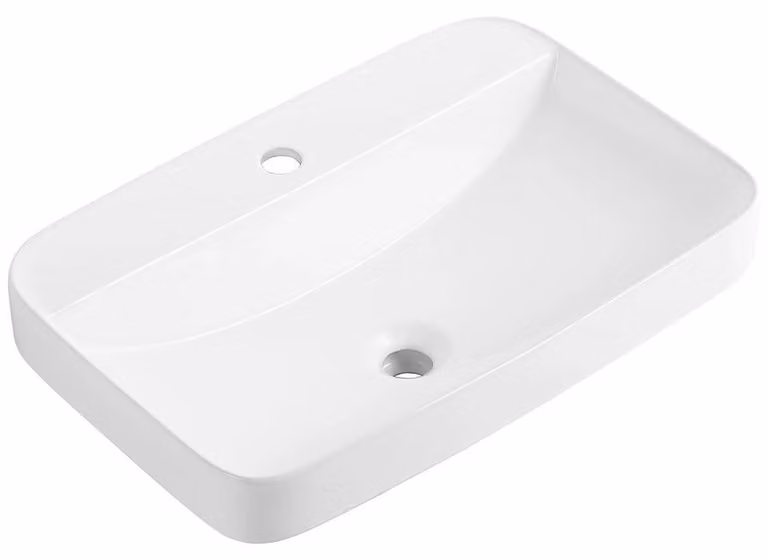 CERANO - Lavabo in Vetroceramica - semi-incassato - Vortico - bianco lucido - 60x40,4 cm